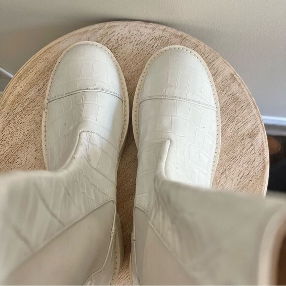 Stuart Weitzman Presley Leather Chelsea Platform Lug Boots Croc White 8.5 NWOB - Picture 5 of 7